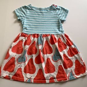 Mini Boden 3-4 Blue Coral Pear Hotchpotch Dress